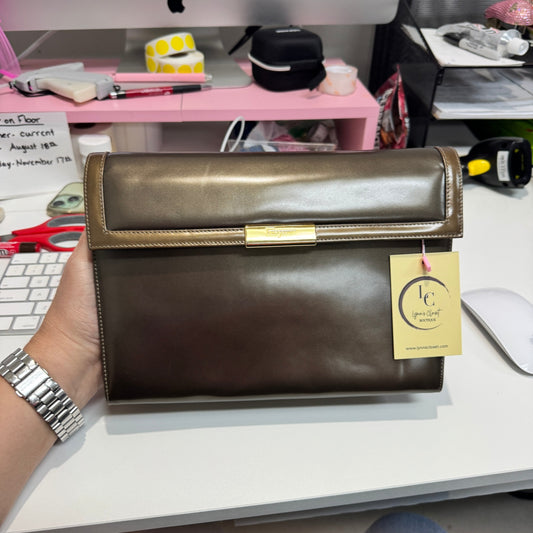 Vtg 80's Salvatore Ferragamo Clutch Bronze