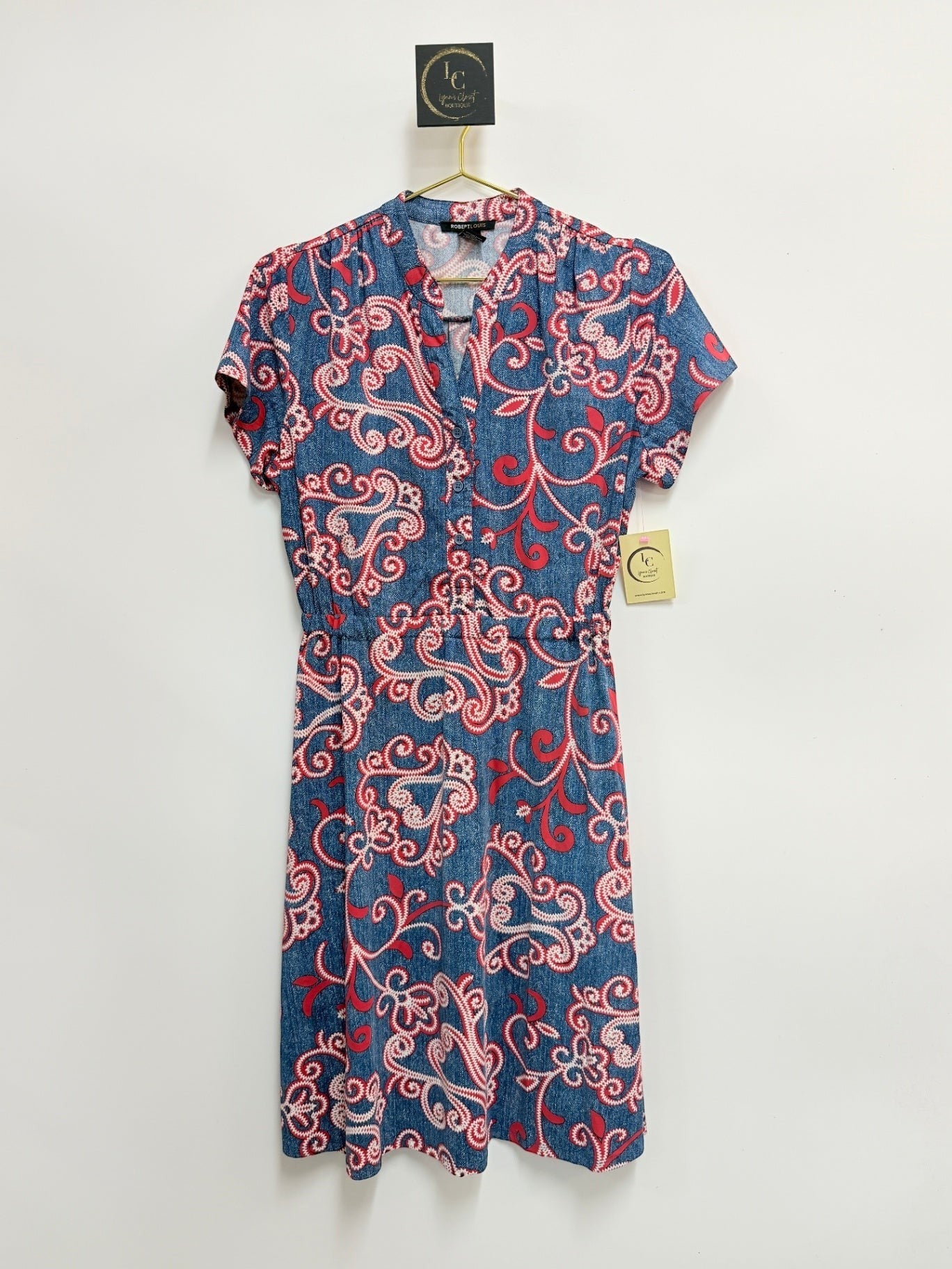 Robert Louis Denim Print Dress Size M