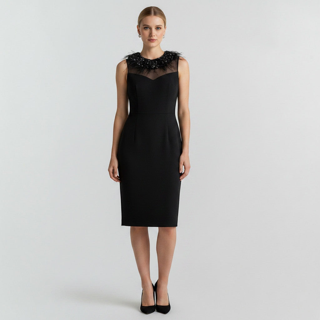 St John Black Fringe Dress Size 8