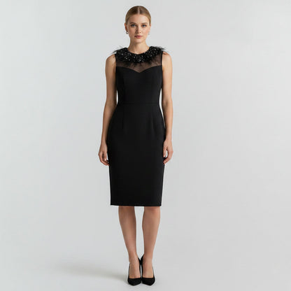 St John Black Fringe Dress Size 8