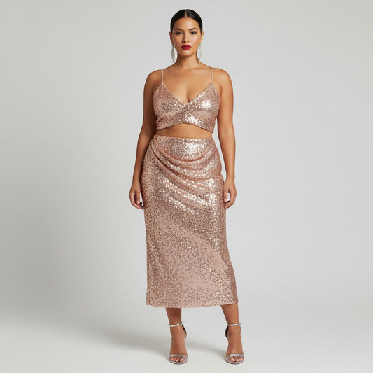 L'Agence Sequin Rose Gold Dress Size 18