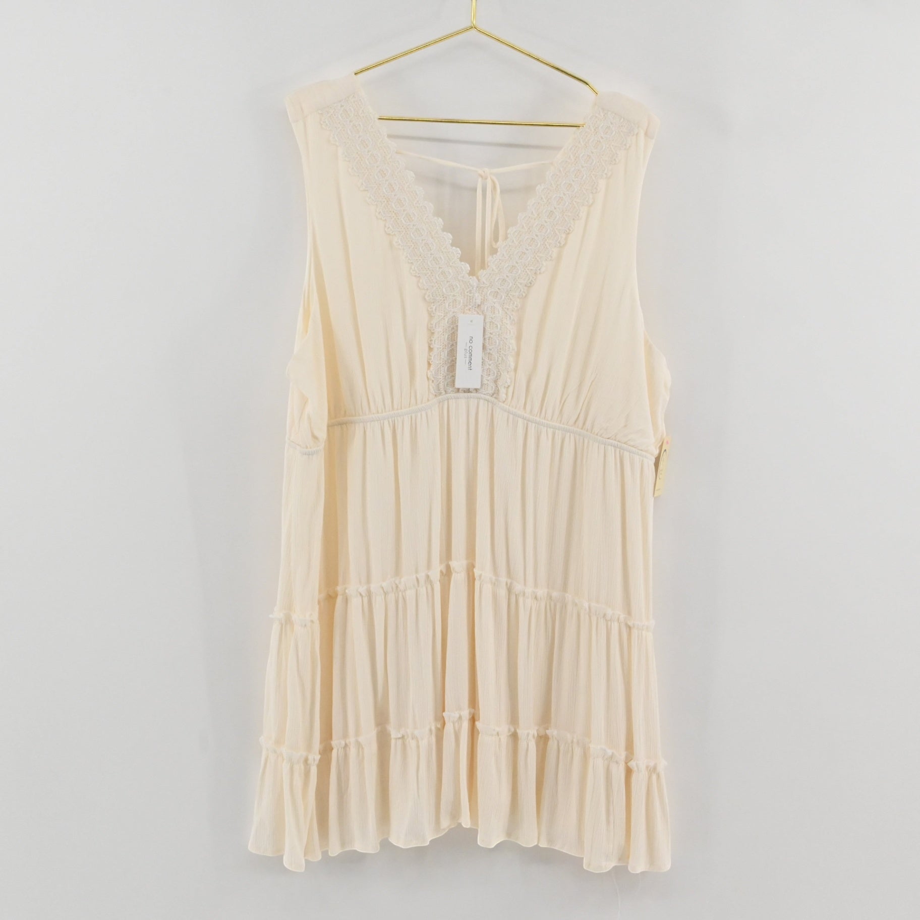 No Comment Cream Tiered Dress Size 3X
