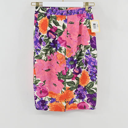 Gillian Floral 100% Silk Skirt Set Size 4
