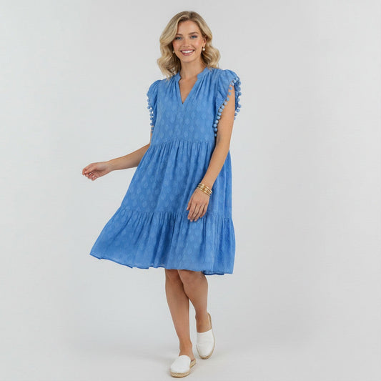 Lilly Pulitzer Blue Pom Pom Dress Size 2