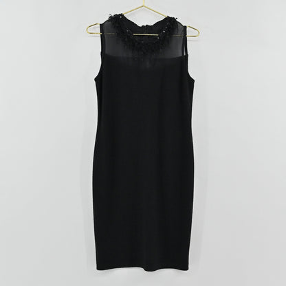 St John Black Fringe Dress Size 8