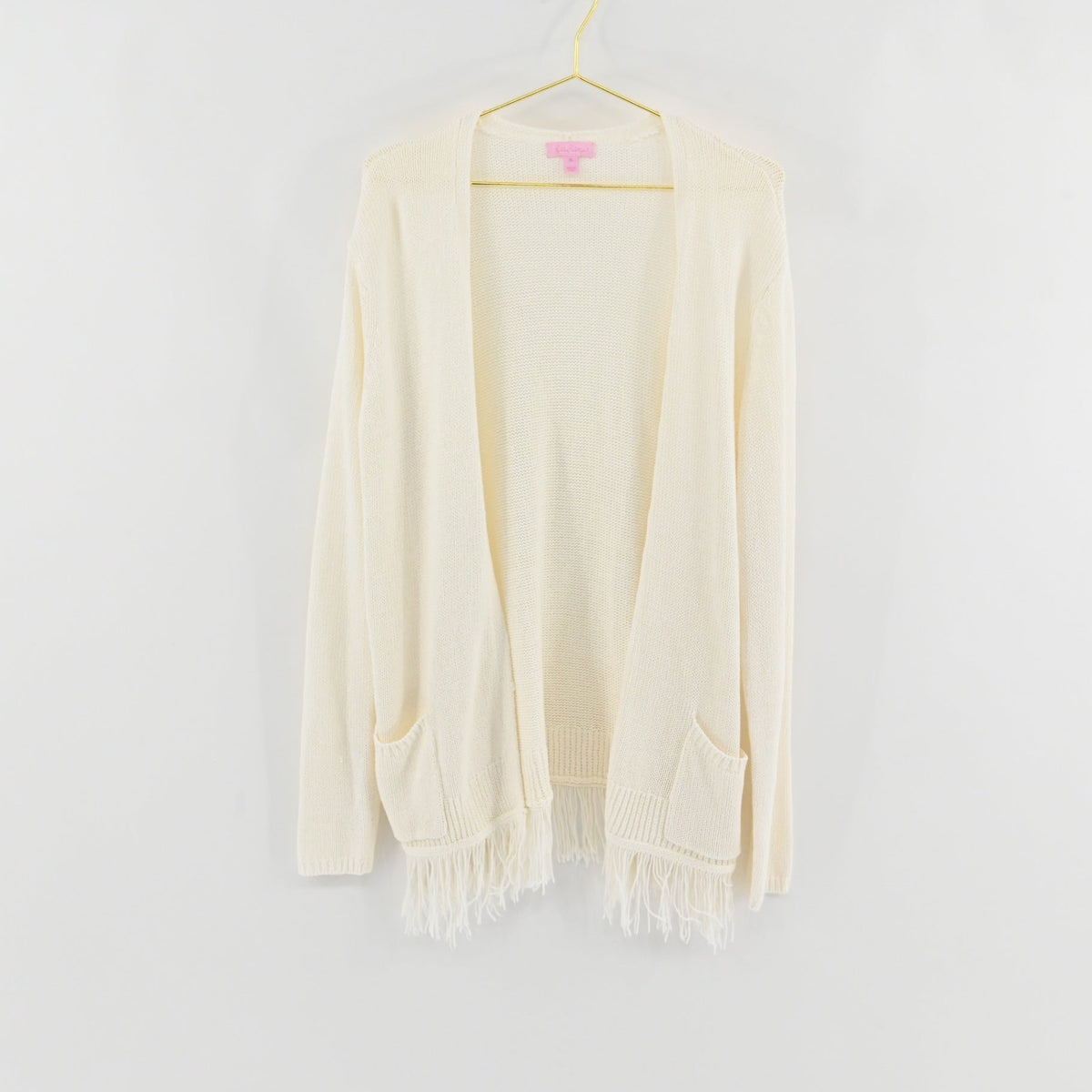 Lilly Pulitzer White Fringe Cardigan SIZE XL