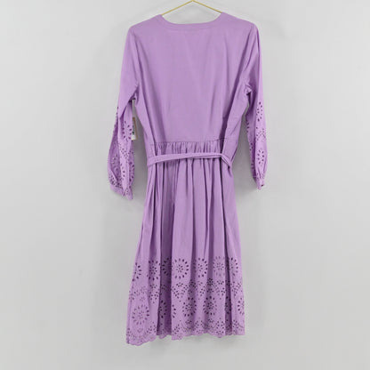 Talbots Purple Eyelet Midi Dress Size 12
