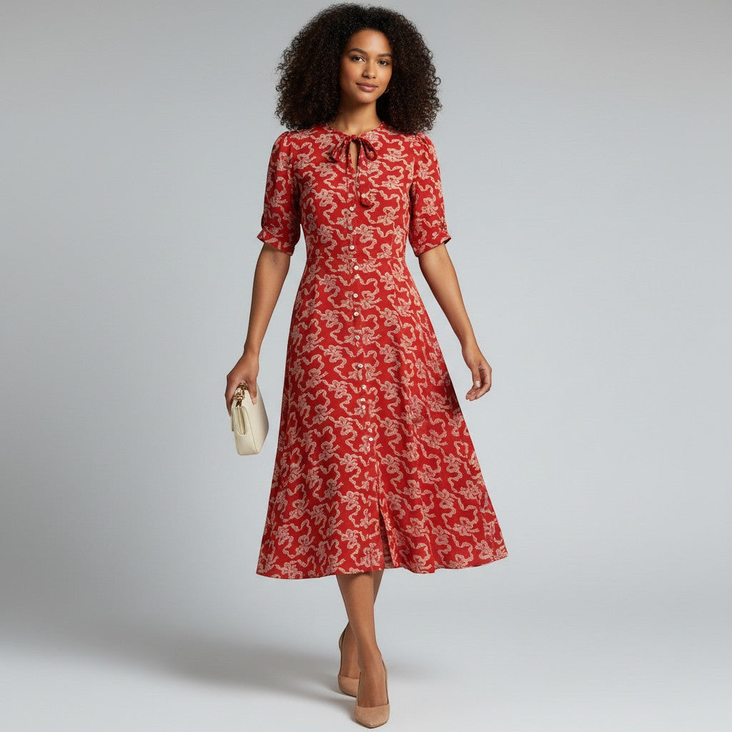 LK Bennett Red Bow Dress Size 8