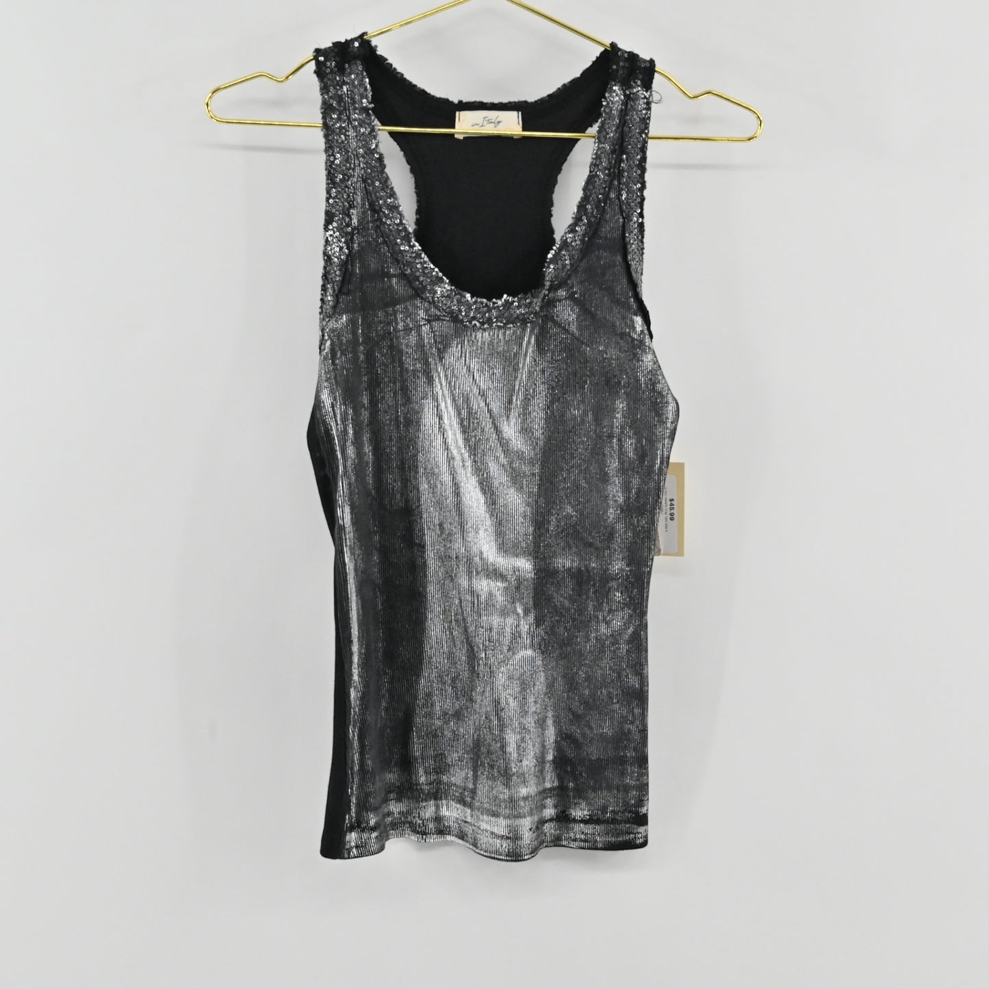 In Italy Metallic Gray Tank Size S