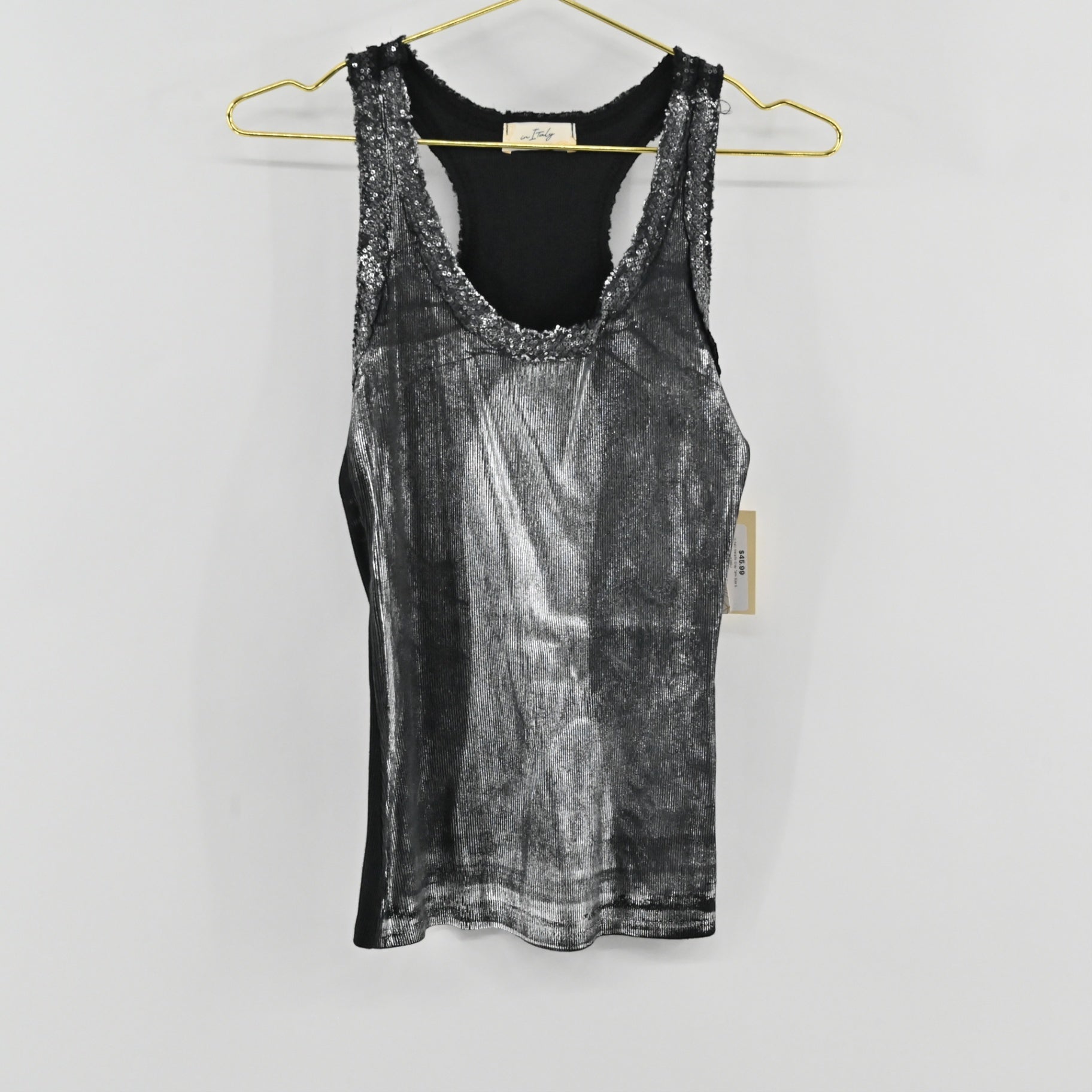 In Italy Metallic Gray Tank Size S