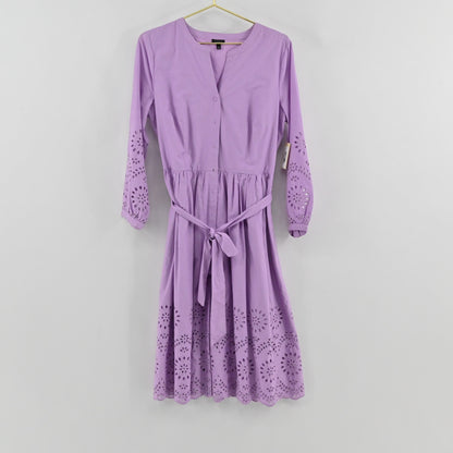 Talbots Purple Eyelet Midi Dress Size 12