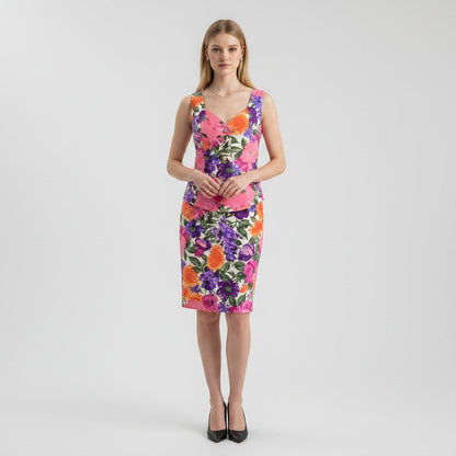 Gillian Floral 100% Silk Skirt Set Size 4