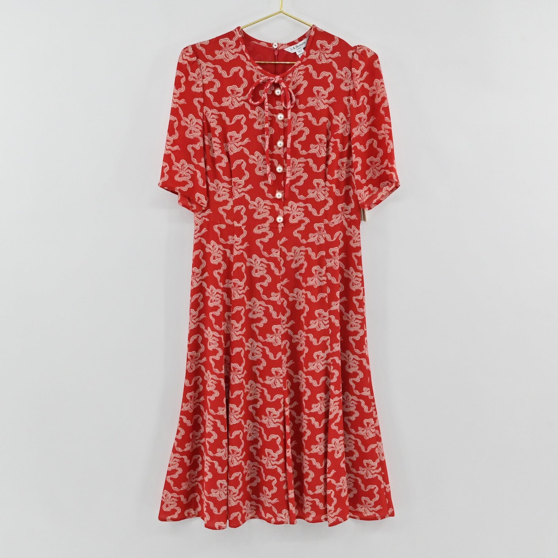 LK Bennett Red Bow Dress Size 8