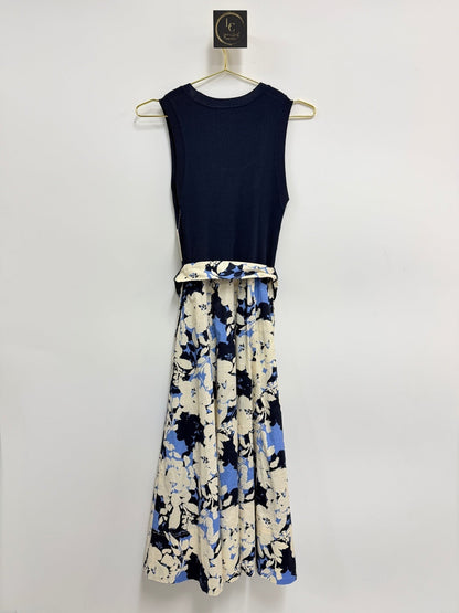 Tayna Taylor Navy/Floral Knit Dress Size S