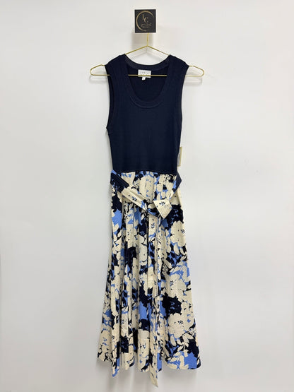 Tayna Taylor Navy/Floral Knit Dress Size S