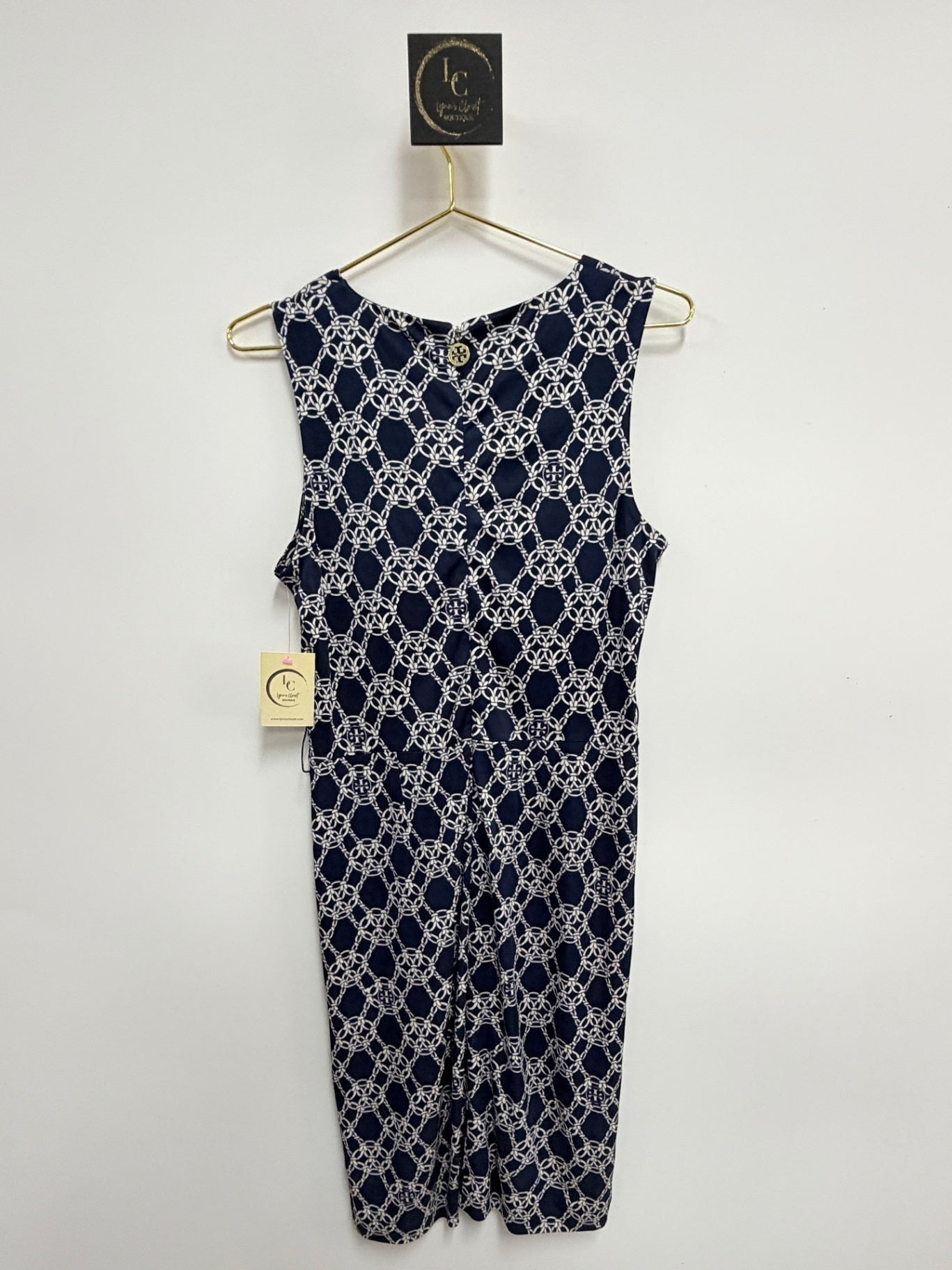Tory Burch Navy Chain Print Dress Size M
