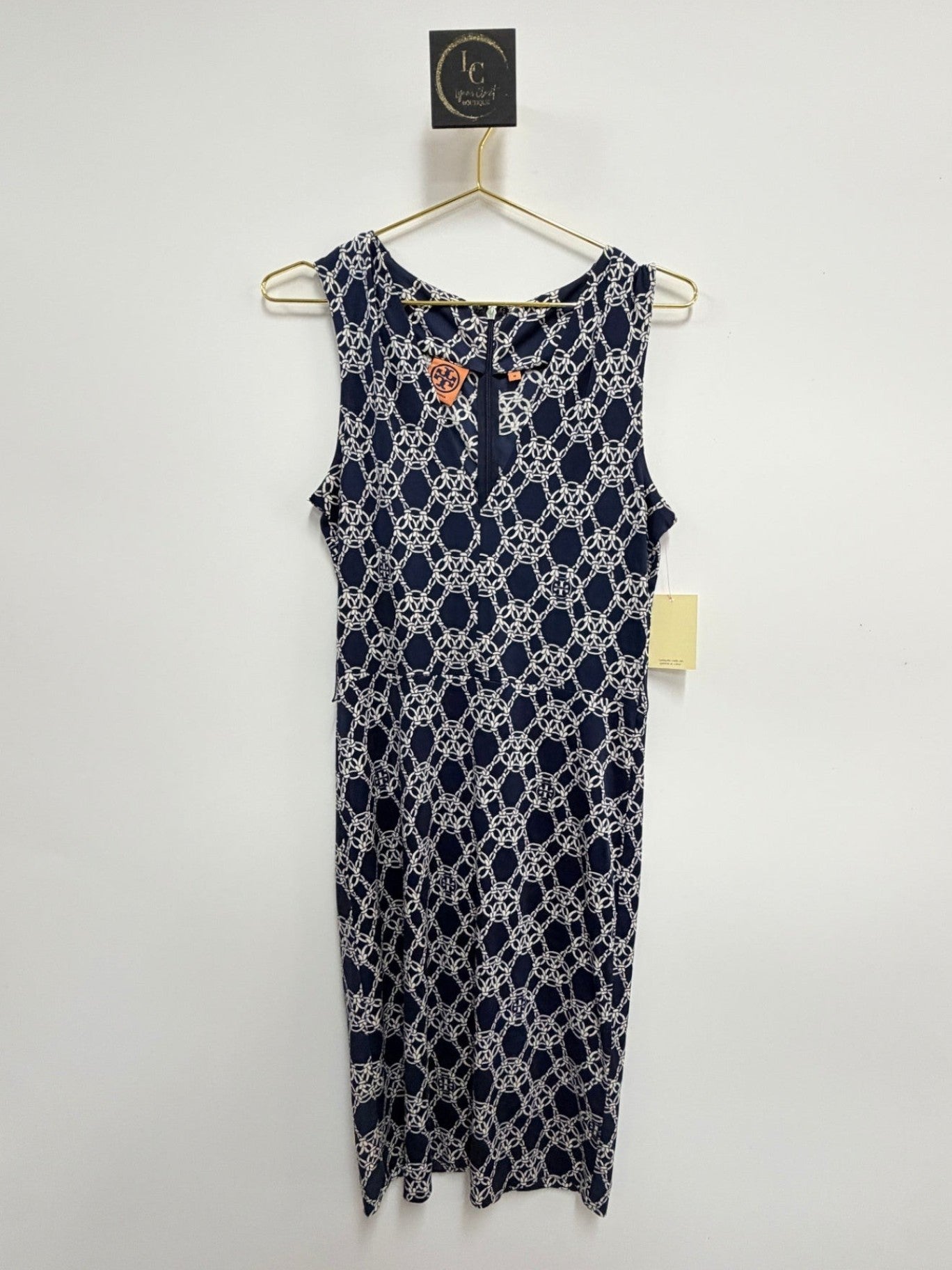 Tory Burch Navy Chain Print Dress Size M
