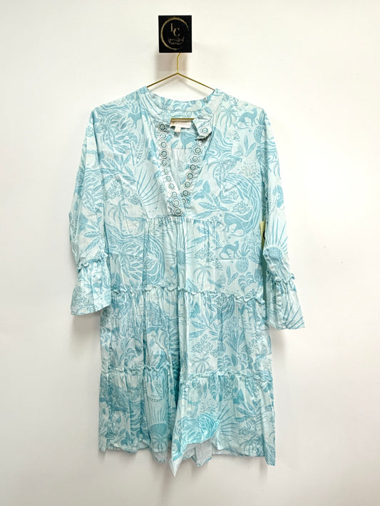 Sheridan French Tiered Dress Blue Size L
