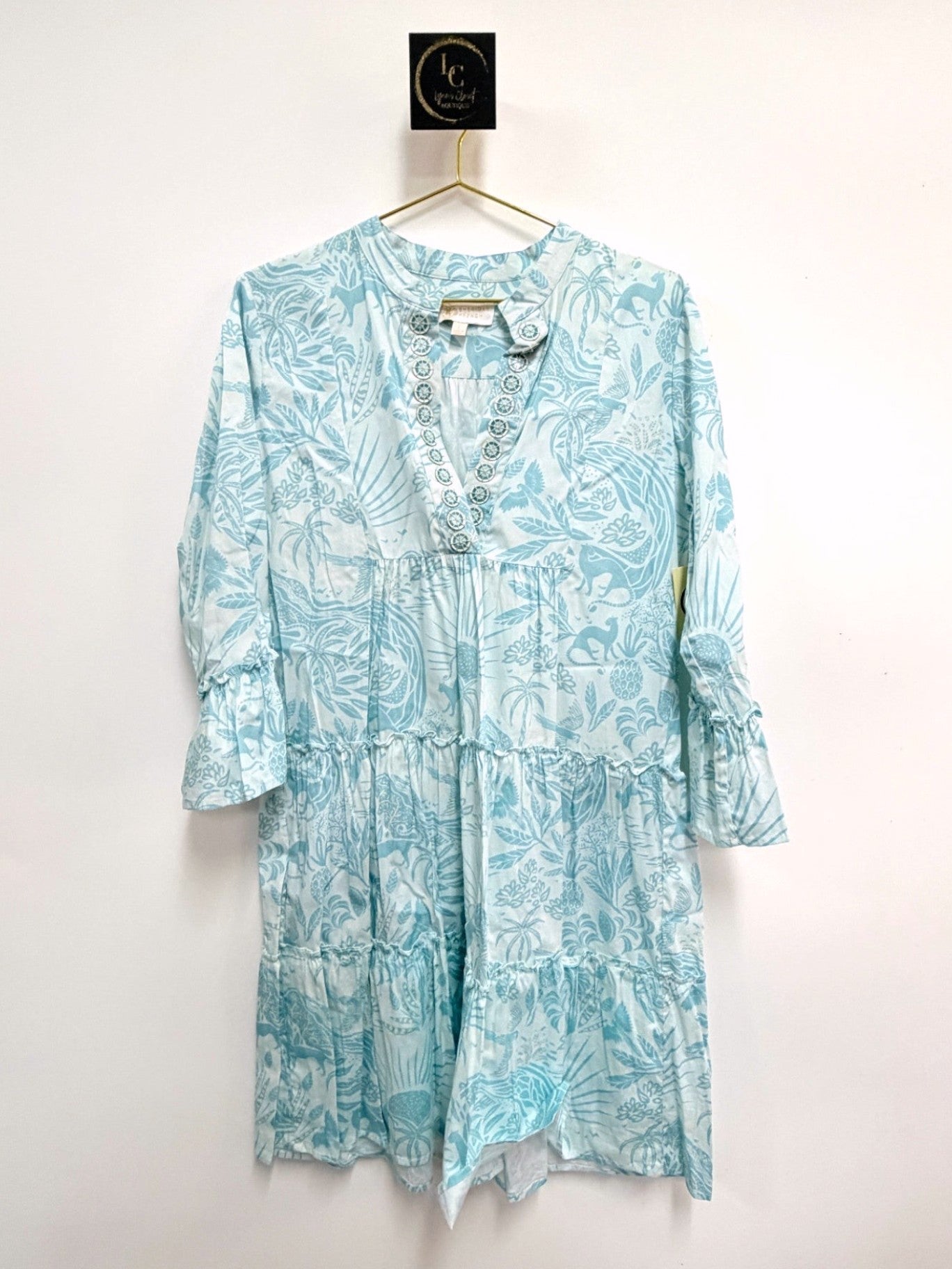 Sheridan French Tiered Dress Blue Size L