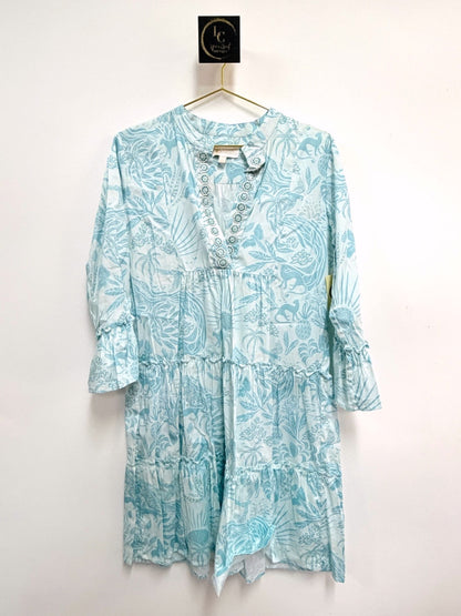 Sheridan French Tiered Dress Blue Size L