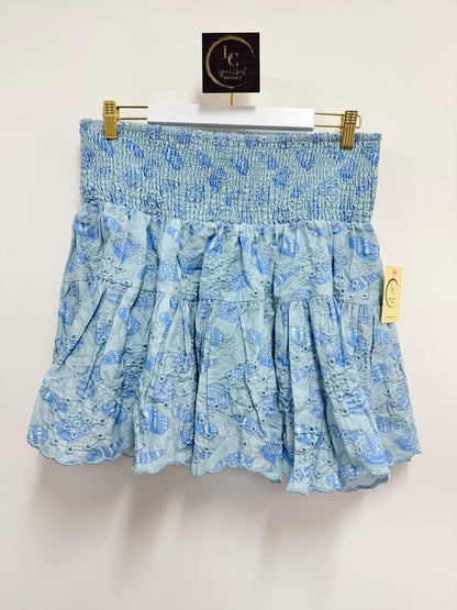 Sail to Sable Shell Print Eyelet Skirt Size L