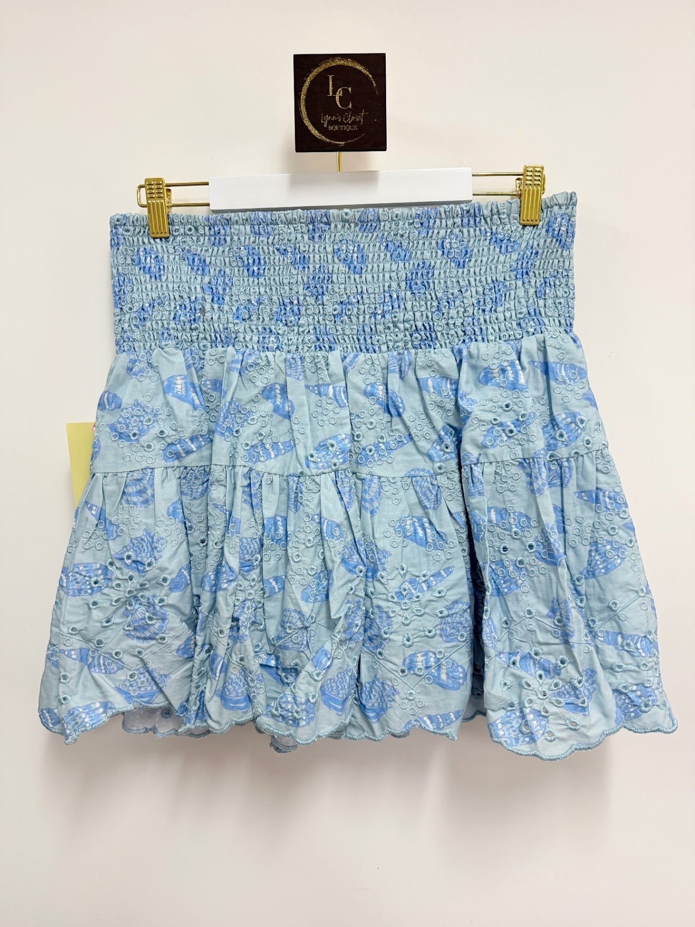 Sail to Sable Shell Print Eyelet Skirt Size L