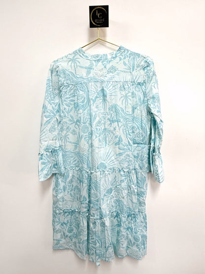 Sheridan French Tiered Dress Blue Size L