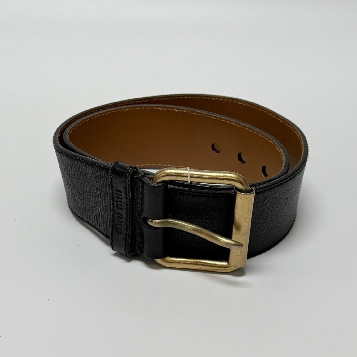 Miu Miu Black Wide Belt Size 34