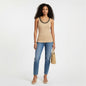 Carlisle Beaded Trim Tan Tank Size L