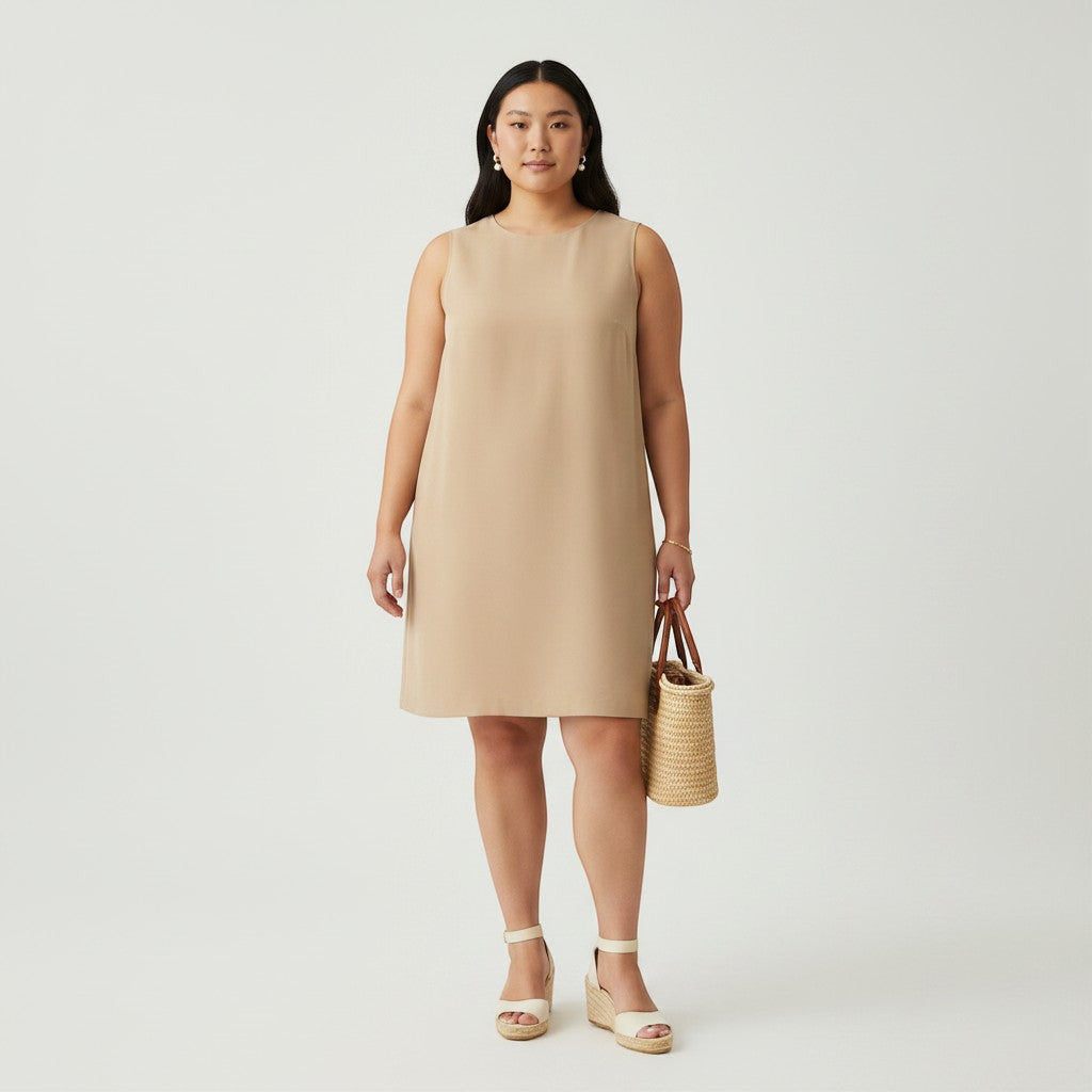Emanuel Ungaro Camel Shift Dress Size 16