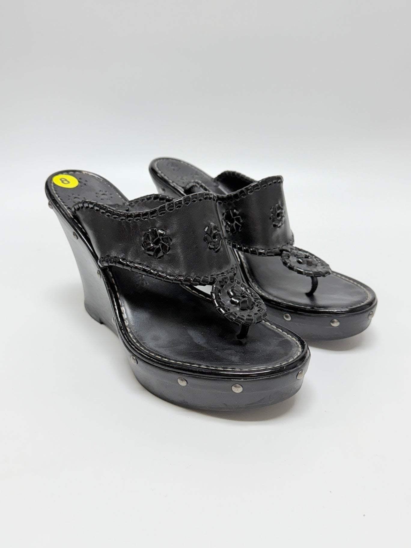 Jack Rogers Black Wedge Sandals Size 8