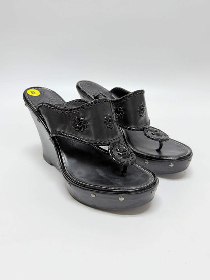 Jack Rogers Black Wedge Sandals Size 8