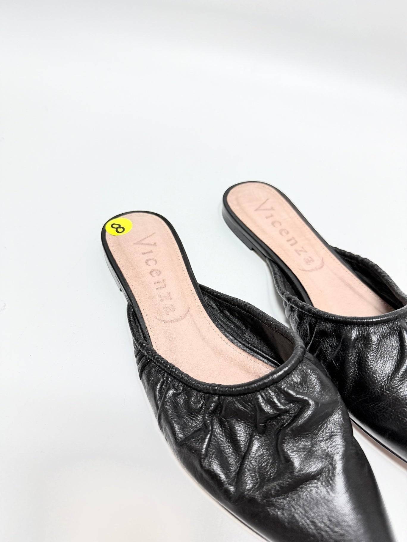Vicenza Black Leather Mules Size 8