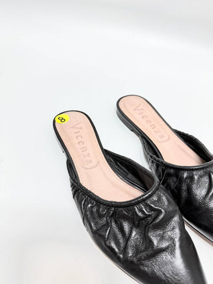 Vicenza Black Leather Mules Size 8