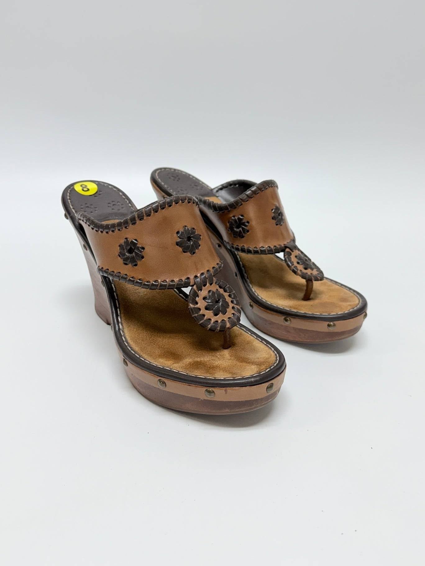 Jack Rogers Brown Wedge Sandals Size 8