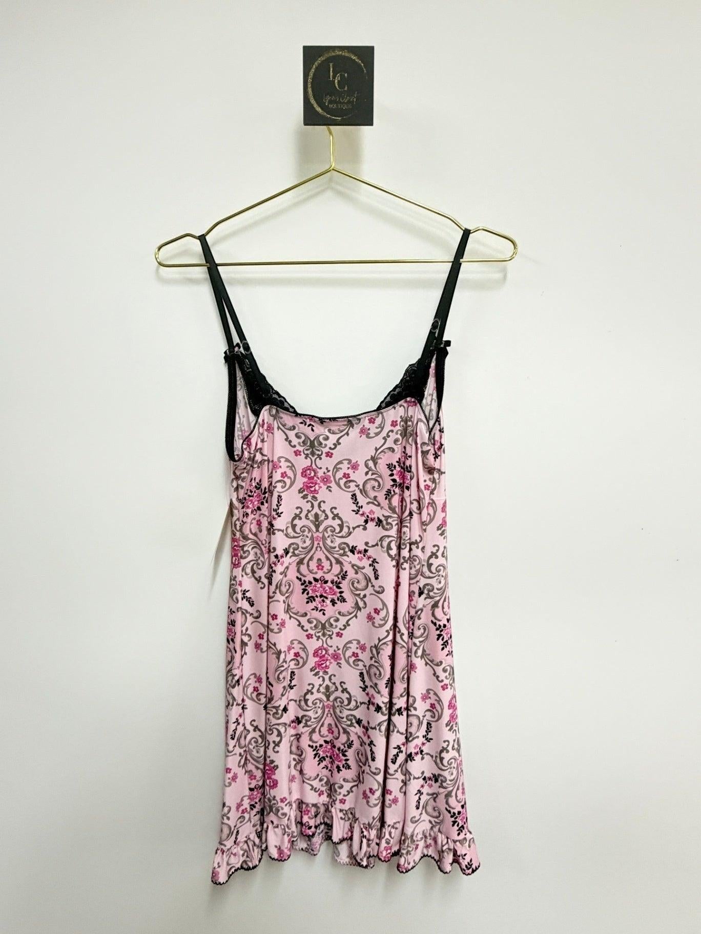 2-Pc Pink Floral Nightgown/Robe Set Size M