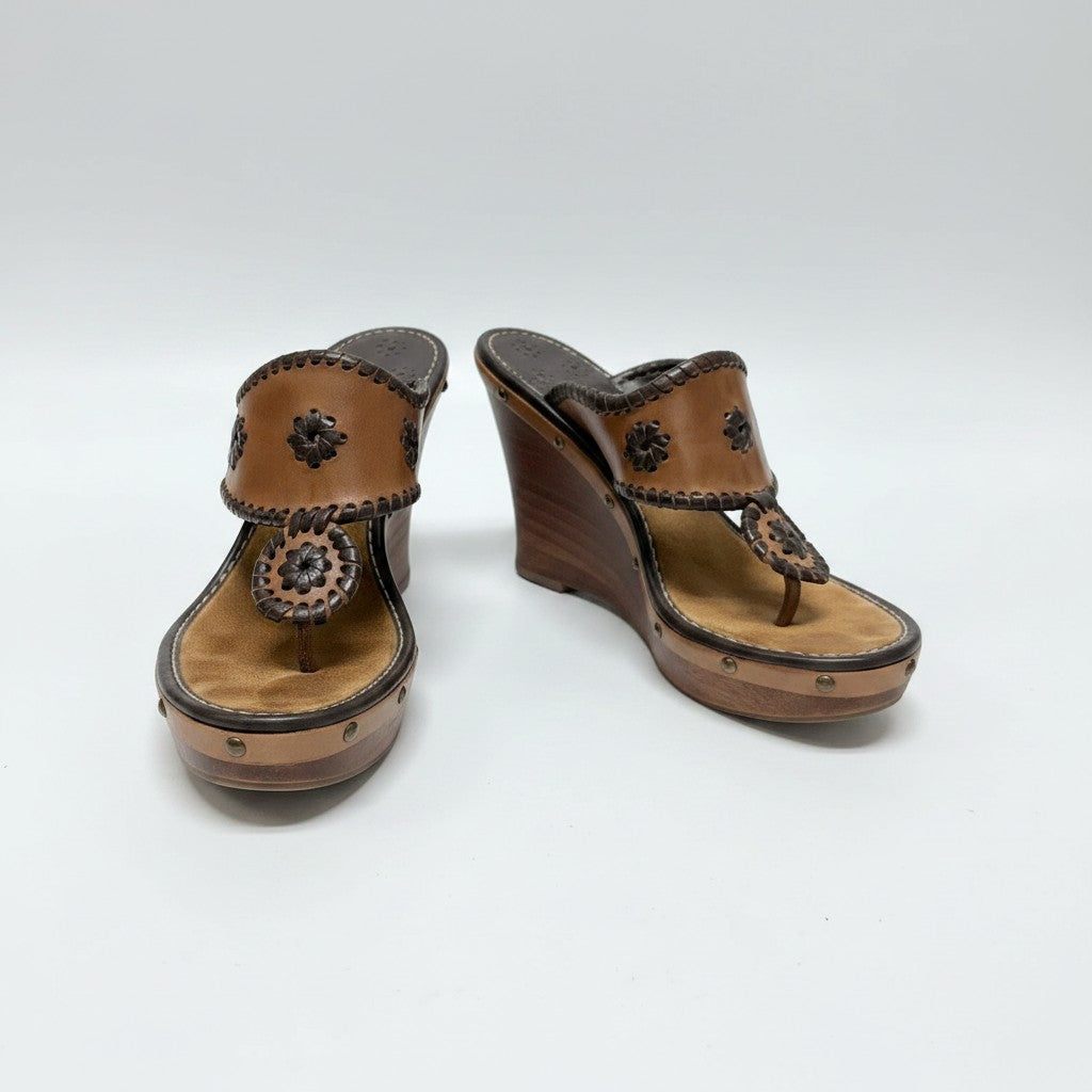 Jack Rogers Brown Wedge Sandals Size 8