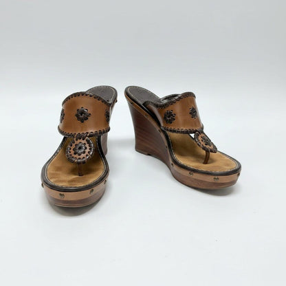 Jack Rogers Brown Wedge Sandals Size 8