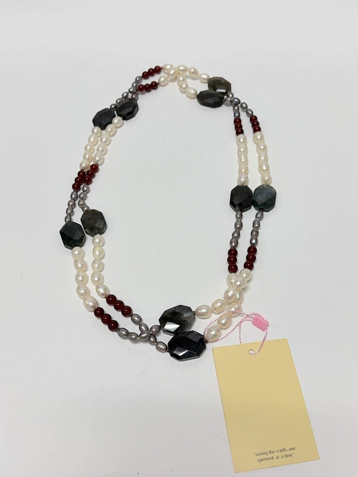 Agate/Carnelian/Pearl Necklace
