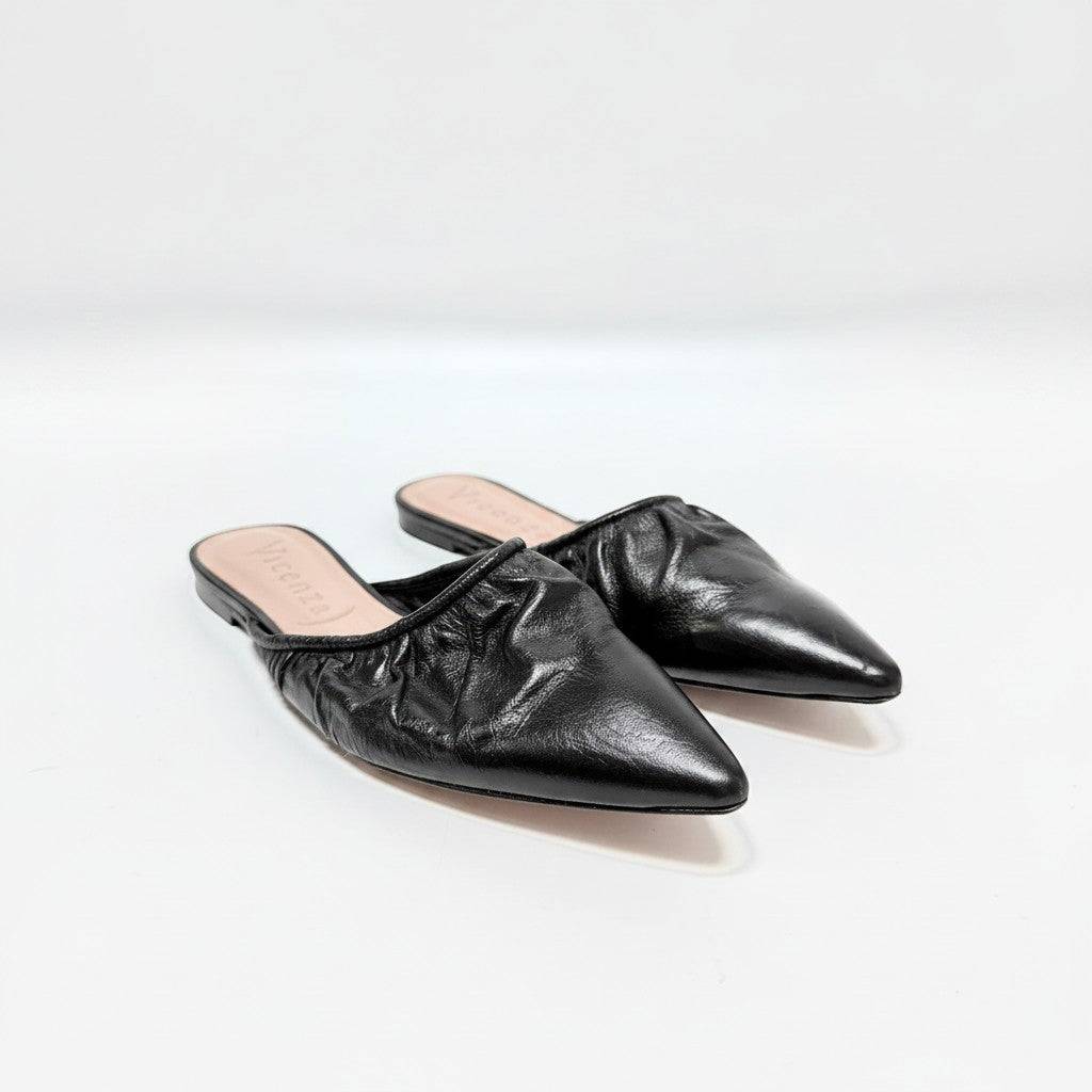 Vicenza Black Leather Mules Size 8
