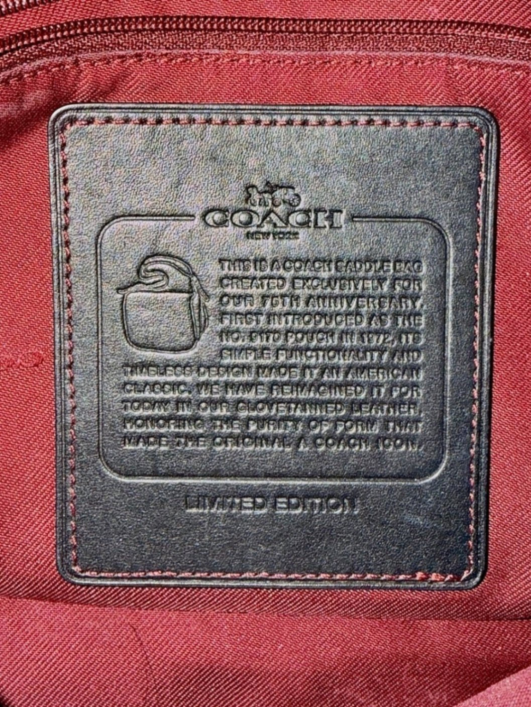 Coach 75th Anniversary Limited Edition Saddle Bag Black