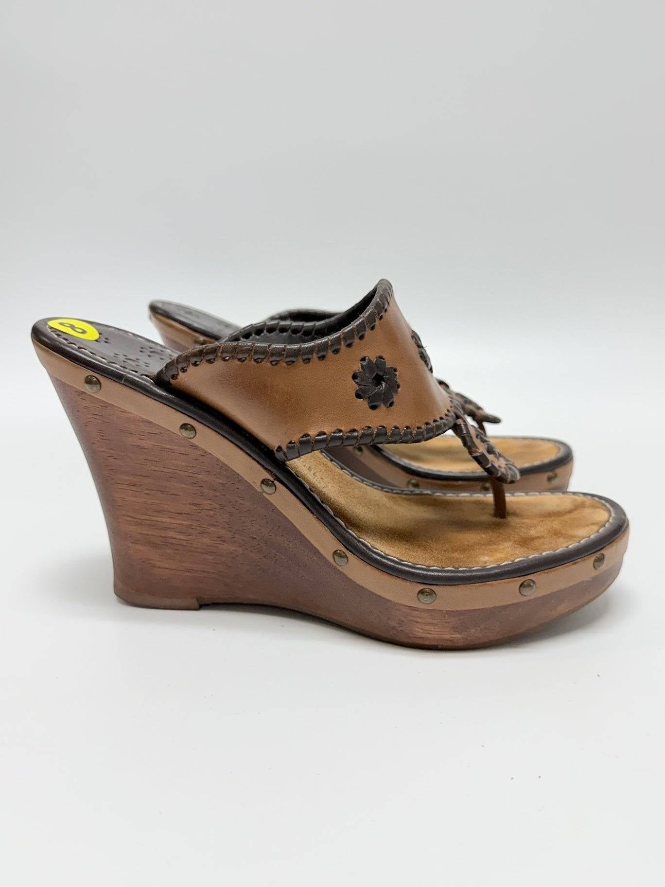 Jack Rogers Brown Wedge Sandals Size 8