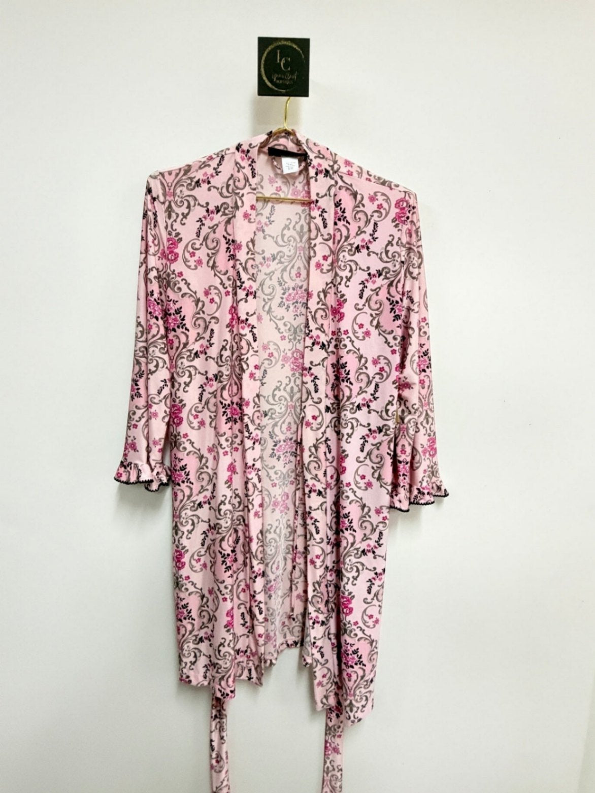 2-Pc Pink Floral Nightgown/Robe Set Size M