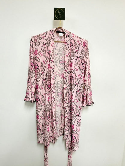 2-Pc Pink Floral Nightgown/Robe Set Size M