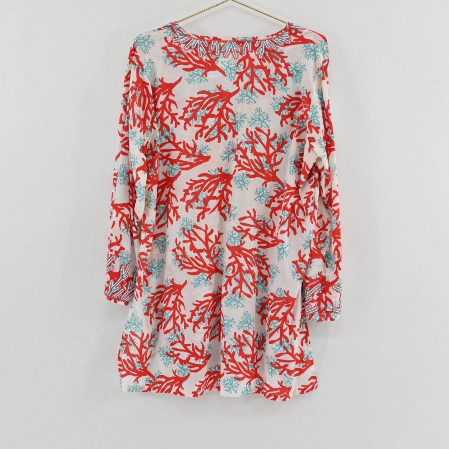 Barbara Gerwit Beaded Coral Tunic Size XL