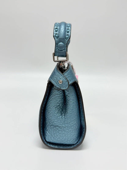 Fendi Nano/Micro Peekaboo Selleria Metallic Lagoon Blue Bag