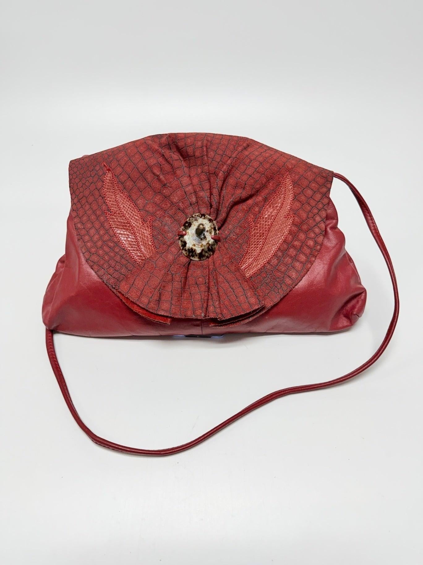 Vintage 1980s Red Leather Crossbody