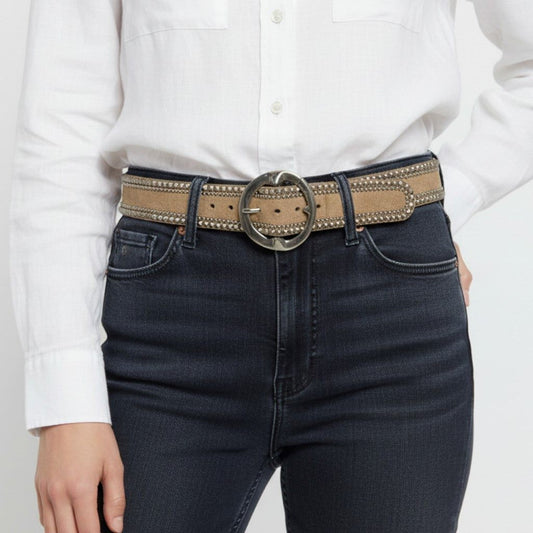 Revolve Tan Studded Belt Size 34