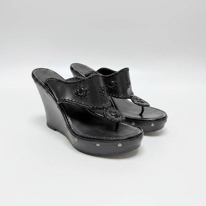 Jack Rogers Black Wedge Sandals Size 8