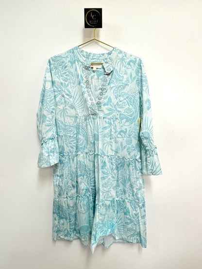 Sheridan French Tiered Dress Blue Size L